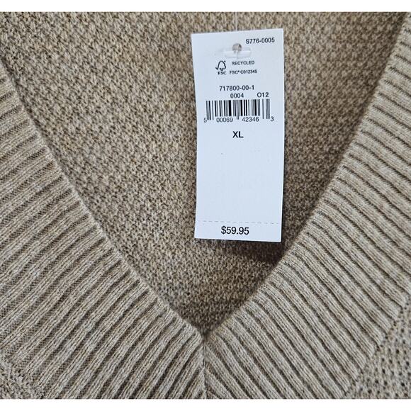 GAP Men XL Sweater Brannon Brown V-Neck Long Sleeve Merino Wool Blend Chest 48" - Picture 4 of 8